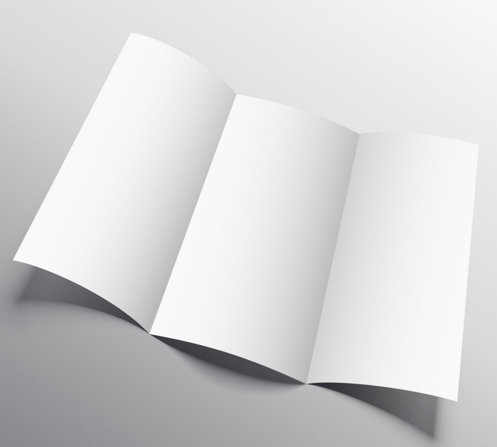trifold brochure mockup in persperctive style