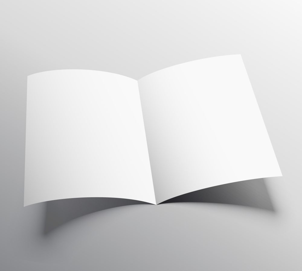 open book or bi-fold brochure mockup vector template