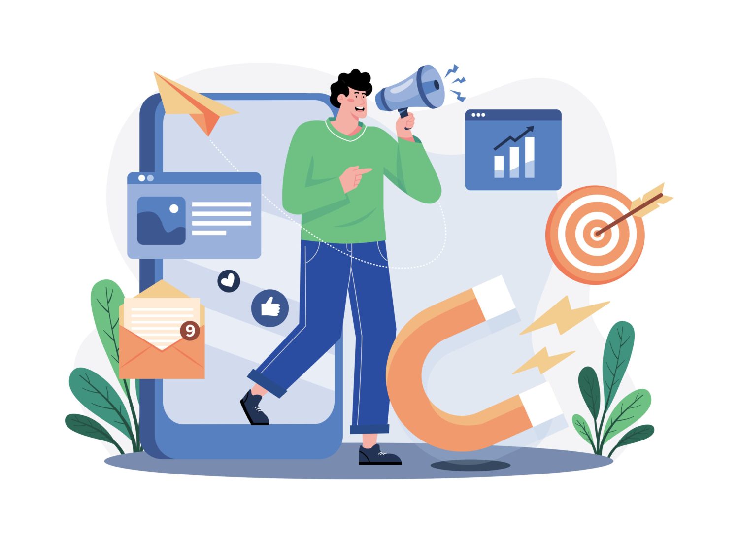 Marketing Specialist Illustration concept. A flat illustration isolated on white background
