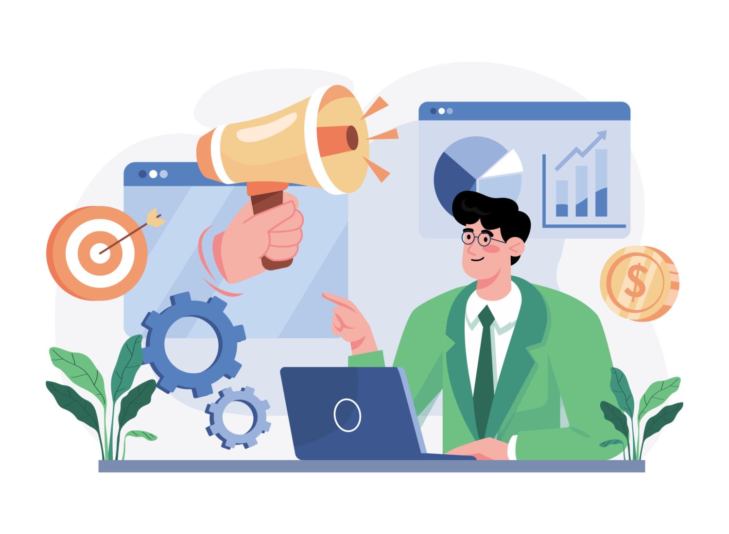 Marketing Manager Illustration concept. A flat illustration isolated on white background