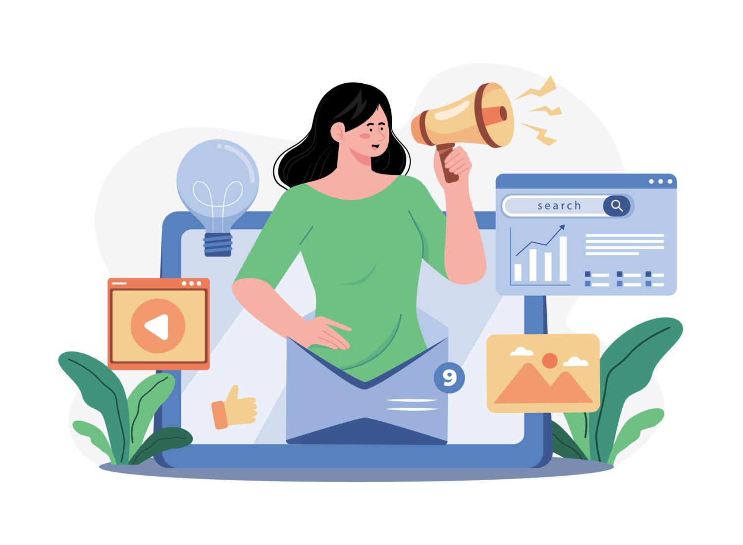 Digital Marketing Manager Illustration concept. A flat illustration isolated on white background