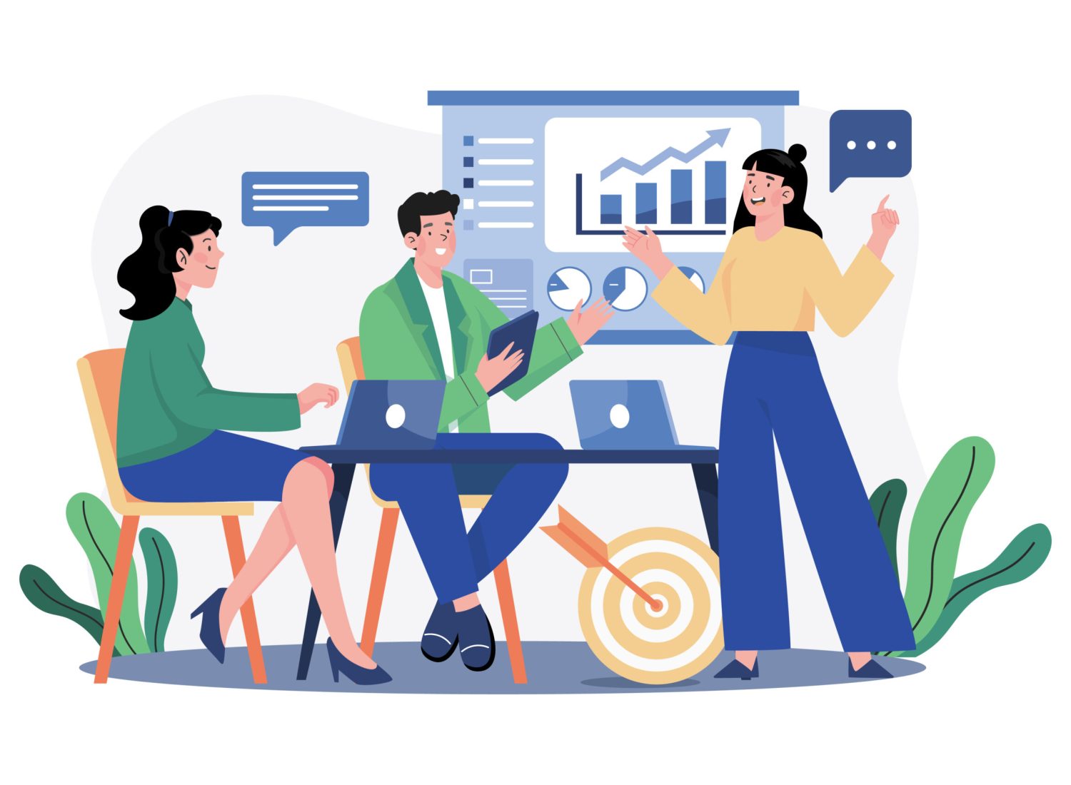 Business Meeting Illustration concept. A flat illustration isolated on white background
