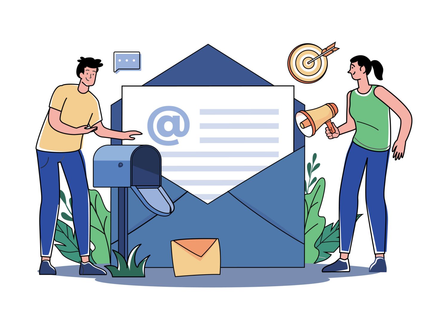 Promotion With Email Illustration concept on white background